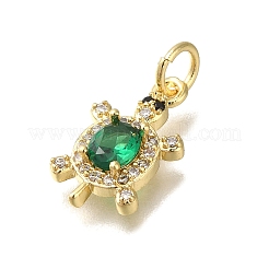 Rack Plating Brass Micro Pave Cubic Zirconia Pendants&nbsp;X-KK-K373-14G
