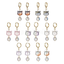 7 Pairs Lampwork Hoop Earrings&nbsp;EJEW-JE06547