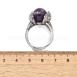 Natural Amethyst Wings Adjustable Rings&nbsp;RJEW-K241-04AS-08
