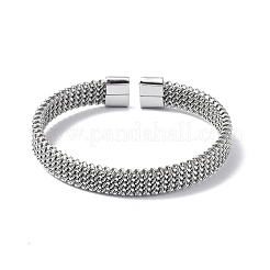 304 Stainless Steel Mesh Chain Shape Open Cuff Bangle for Women&nbsp;BJEW-C031-03