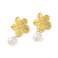 304 Stainlee Steel with Plastic Pearl Studs Earring&nbsp;EJEW-Z045-10G