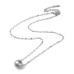 Non-Tarnish 304 Stainless Steel Round Ball Pendant Necklaces&nbsp;NJEW-Z026-01P