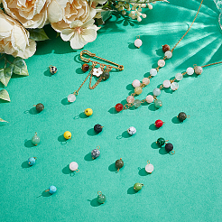 150Pcs 15 Colors Natural & Synthetic Mixed Gemstone Round Charms&nbsp;PALLOY-PH01806-01