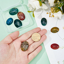 8Pcs 8 Styles Dyed Natural Dragon Veins and Moss Agate Cabochons&nbsp;G-FH0002-72