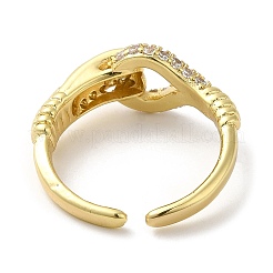 Brass Micro Pave Cubic Zirconia Open Cuff Ring for Women&nbsp;LS-RJEW-F154-02G-B