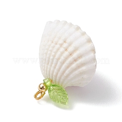 7Pcs Glass Seed Beaded Shell with Flower Pendants&nbsp;PALLOY-MZ01140