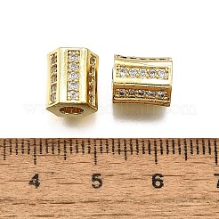Brass Micro Pave Cubic Zirconia European Beads&nbsp;KK-Z100-07G