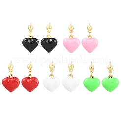 Brass Enamel Stud Earring&nbsp;EJEW-Z164-19G