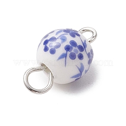 Handmade Flower Printed Porcelain Ceramid Links&nbsp;PALLOY-JF04143-02