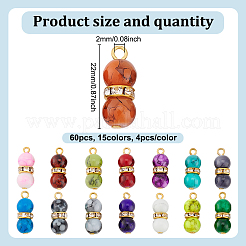 60Pcs 15 Color Baking Paint Glass Round Beaded Pendants&nbsp;PALLOY-HY00032
