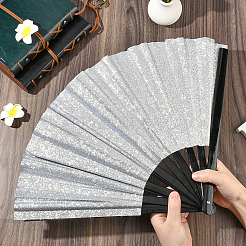 1Pc Bamboo with Oxford Fabric Glitter Powder Folding Fans&nbsp;AJEW-SP0003-77C