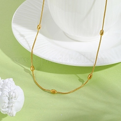 304 Stainless Steel Rice Beads Round Snake Chain Necklaces&nbsp;NJEW-D322-03G