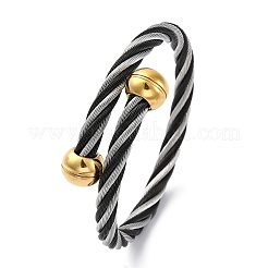 304 Stainless Steel Torque Bangles for Women&nbsp;BJEW-P310-22MC
