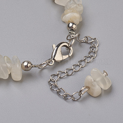 Natural White Moonstone Chip Beads Anklets&nbsp;AJEW-AN00229-02