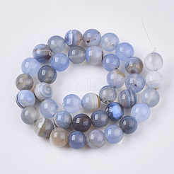 Natural Striped Agate/Banded Agate Beads Strands&nbsp;G-S359-046-01