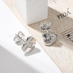 Rack Plating Brass Micro Pave Clear Cubic Zirconia Stud Earrings&nbsp;EJEW-K299-01P-P