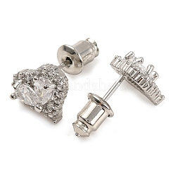 Cubic Zirconia Heart Stud Earrings&nbsp;EJEW-I304-17P
