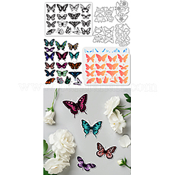 4Pcs Butterfly Carbon Steel Cutting Dies Stencils with PET Hollow Out Drawing Painting Stencils Sets & 1Pc PVC Plastic Stamps&nbsp;DIY-GL0004-149