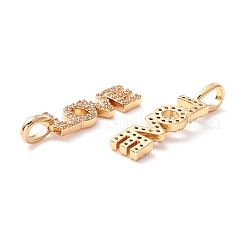 Brass Micro Pave Clear Cubic Zirconia Pendants&nbsp;ZIRC-Z019-35G-NR