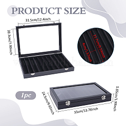 8-Slot MDF Covered with PU Leather Pen Organizer Display Cases with Acrylic Window Lid&nbsp;ODIS-WH0086-232A-02