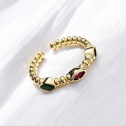 Brass Micro Pave Cubic Zirconia Cuff Rings&nbsp;RJEW-M066-01G