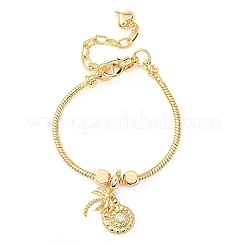 Comch Brass Micro Pave Clear Cubic Zirconia Charm Bracelets&nbsp;BJEW-H640-05A-G