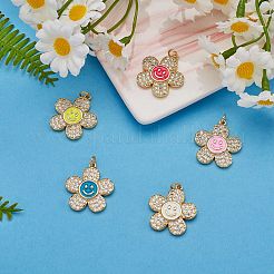 5Pcs 5 Colors Brass Micro Pave Clear Cubic Zirconia Pendants&nbsp;ZIRC-SZ0003-95
