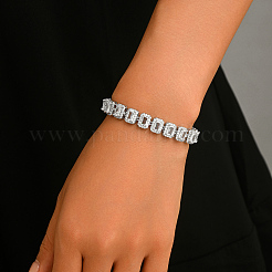 Luxury Brass Pave Clear Cubic Zirconia Rectangle Tennis Bracelets for Women&nbsp;VA2741