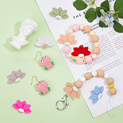 15Pcs 15 Colors Lotus Food Grade Eco-Friendly Silicone Beads&nbsp;SIL-DC0001-24