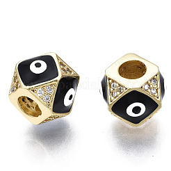 Brass with Cubic Zirconia Rhombus European Beads&nbsp;ZIRC-N039-173-NF