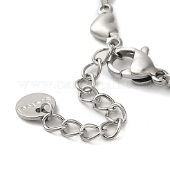 Non-Tarnish 304 Stainless Steel Heart Link Chain Bracelets for Women&nbsp;LS-BJEW-K237-07P