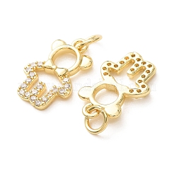 Brass Micro Pave Clear Cubic Zirconia Pendants&nbsp;CU-E003-18G-01