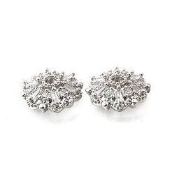 Flower Brass Micro Pave Clear Cubic Zirconia Bead Caps&nbsp;KK-V008-31P