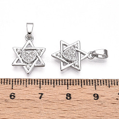 Brass Micro Pave Cubic Zirconia Pendants&nbsp;KK-T070-60P