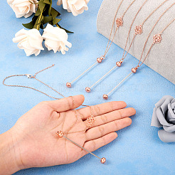304 Stainless Steel Rose Flower Chain Necklaces&nbsp;NJEW-TAC0021