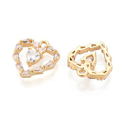 Brass Pave Clear Cubic Zirconia Pendants&nbsp;KK-T077-36G