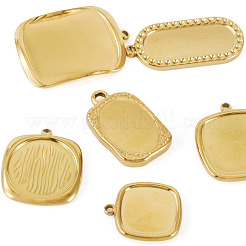 6Pcs 6 Styles 304 Stainless Steel Pendant Cabochon Settings&nbsp;STAS-TA0005-71G