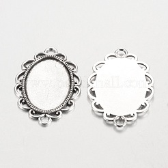 Oval Tibetan Style Alloy Cabochon Connector Settings&nbsp;X-PALLOY-K112-15AS-RS