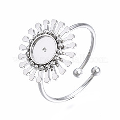 Non-Tarnish 304 Stainless Steel Open Cuff Finger Ring Cabochon Settings&nbsp;LS-STAS-T060-14P