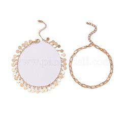 Alloy Paperclip Chain Flower Tassel Double Layer Anklets for Women&nbsp;FS-WGB7378-01