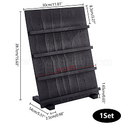4-Tier Wooden Slant Back Jewelry Display Card Stands&nbsp;ODIS-WH0038-79B-02