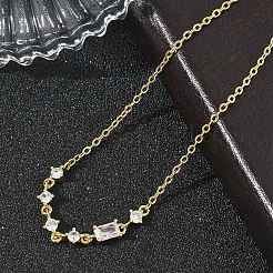 Brass Micro Pave Clear Cubic Zirconia Link Bracelets&nbsp;BJEW-E114-01C-G
