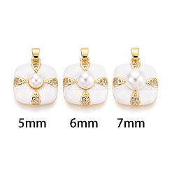 Brass Micro Pave Cubic Zirconia Cup Pearl Peg Bails Pin Pendants&nbsp;KK-T079-07G