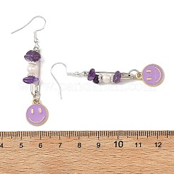 Natural Gemstone & Alloy Enamel & Iron Dangle Earrings for Women&nbsp;EJEW-JE07405