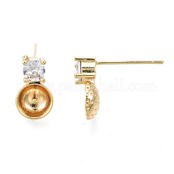 Brass Micro Pave Cubic Zirconia Stud Earring Findings&nbsp;KK-N233-132