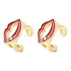 Lip Brass Micro Pave Clear Cubic Zirconia Cuff Earrings&nbsp;EJEW-C186-16G