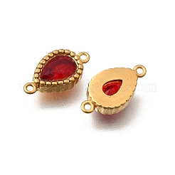 304 Stainless Steel Pave Cubic Zirconia Teardrop Connector Charms&nbsp;STAS-Z160-03G-01