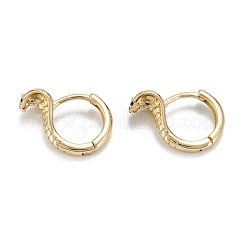 Snake Sparkling Cubic Zirconia Hoop Earrings for Girl Women&nbsp;EJEW-H126-10G