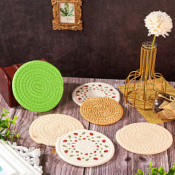 8Pcs 4 Styles Rattan & Cotton Mat&nbsp;AJEW-MB0001-02