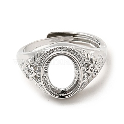 Brass Flower Adjustable Ring Components&nbsp;KK-P225-04P